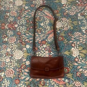 Jack Georges mini voyager Chic Brown Leather Crossbody Bag